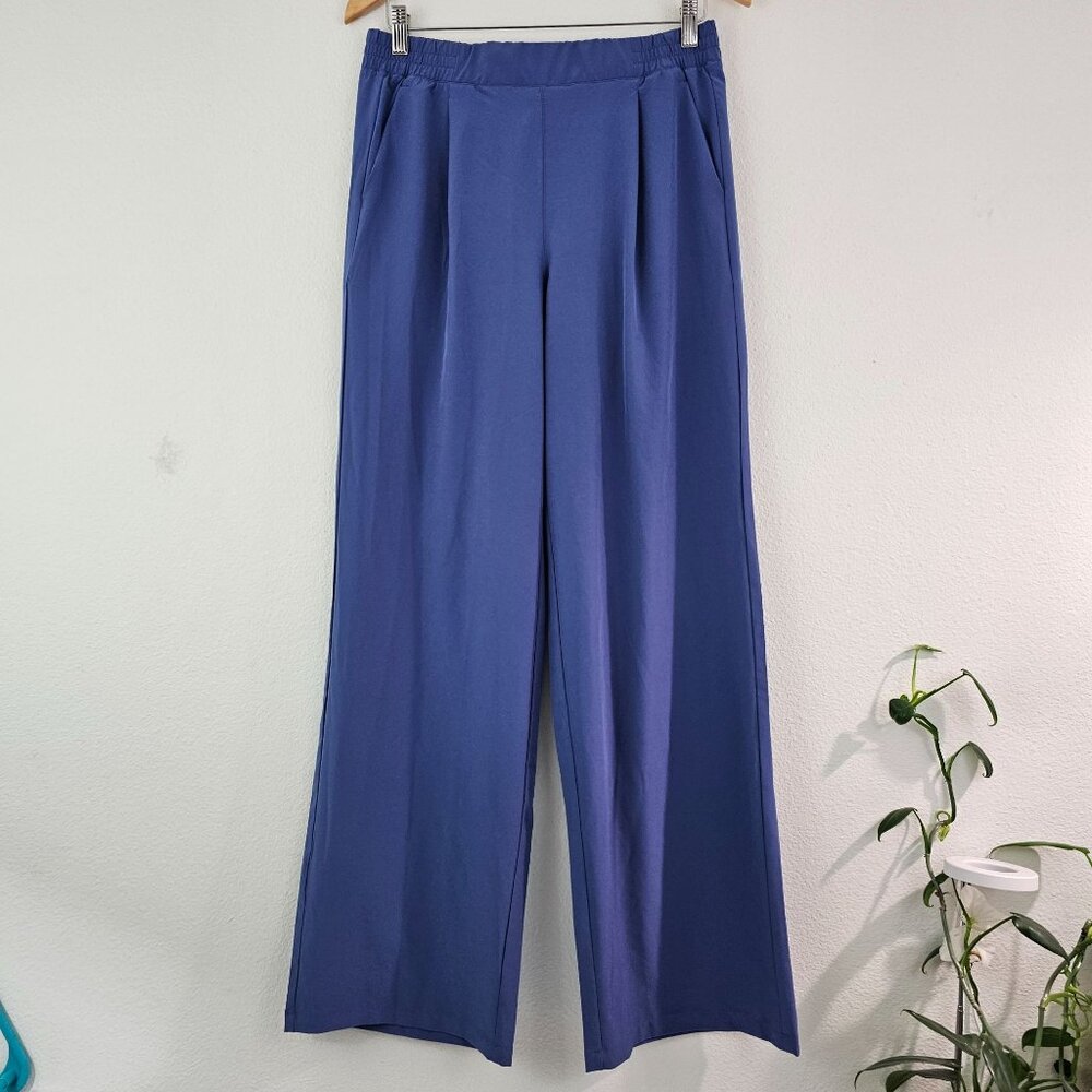 YOGALICIOUS Womens Sz M Beckham Pull-On Trouser Pants Straight Leg Pockets Blue - Picture 9 of 9